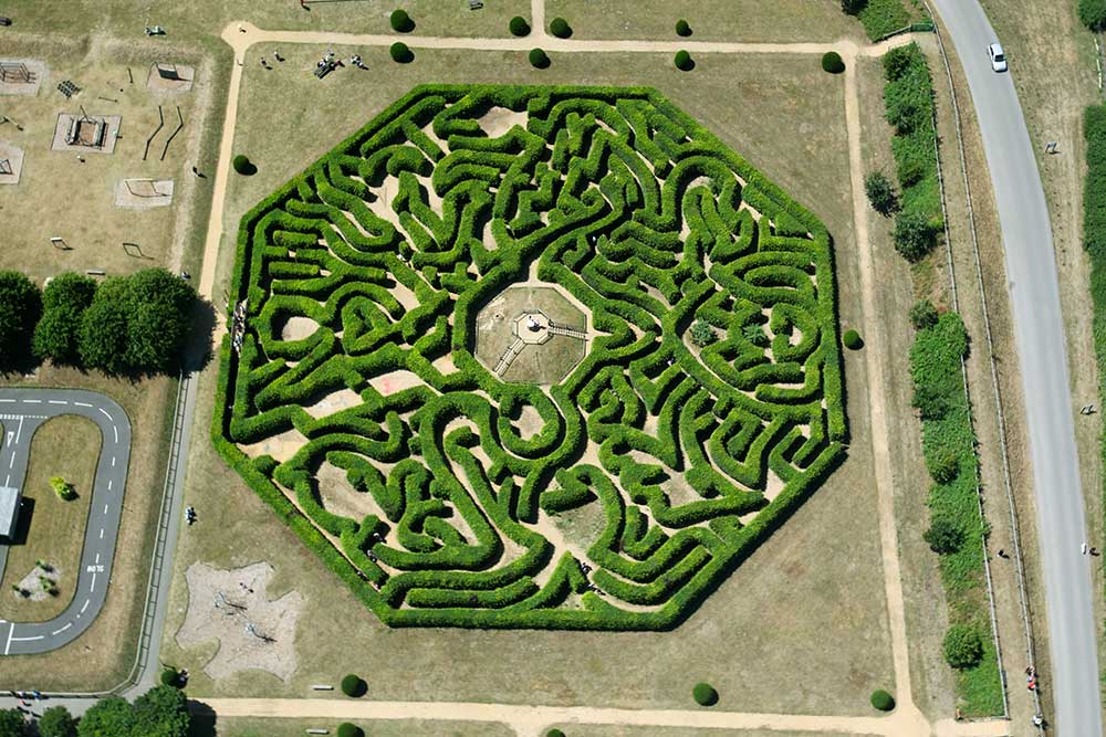 Huge hedge maze at Adventure Wonderland