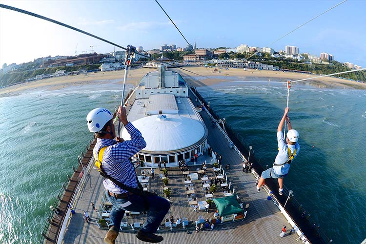Flying over Bournemouth Pier on Pierzip