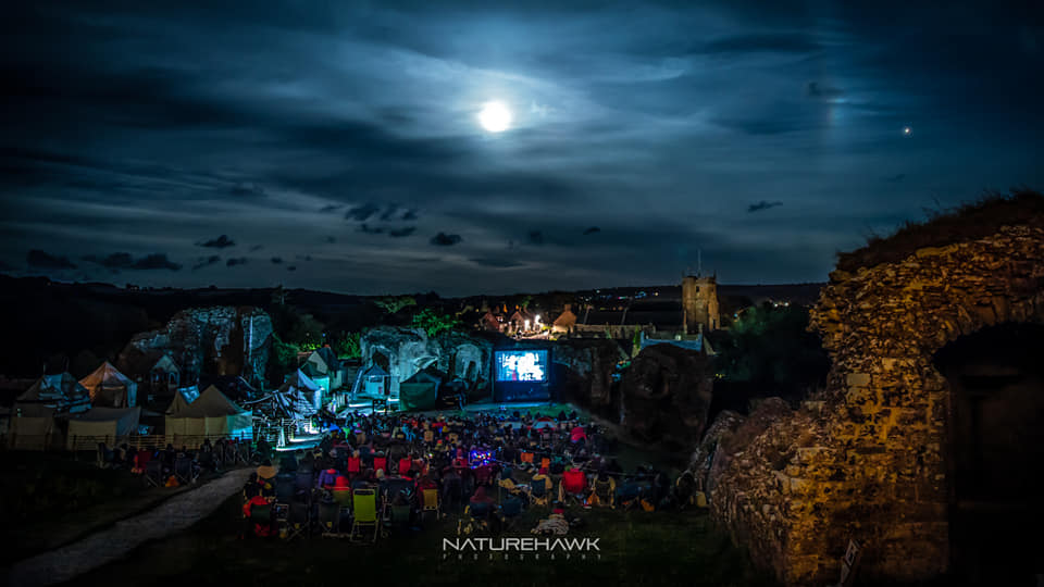 Cinema under the stars at Corfe Castle